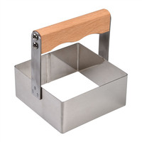 Coupe-carrés en nid d'abeille en acier inoxydable, outil de découpe avec manche en bois