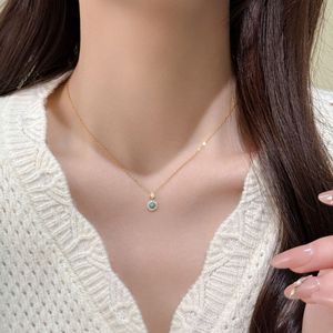 Collier pendentif en argent sterling S925 avec halo de turquoise et zircon, bijoux délicats minimalistes tendance, cadeau pour femmes et filles, à porter au quotidien - Product Image 3