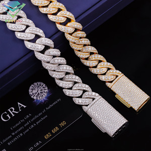 Mode gaya Tautan Kuba kalung rantai 18mm 925 perak murni VVS Moissanite es keluar berlian rantai Kuba perhiasan Hip Hop - Product Image 5