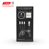 Câble de charge rapide tressé 5-en-1 personnalisé avec logo LED pour cadeaux de mariage, idéal pour les événements et anniversaires