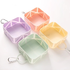 Kapak kapakları ile fabrika özel logo silikon katlanabilir kase 2 paket köpek taşınabilir seyahat taşınabilir katlanabilir çanaklar hayvan mama kabı - Product Image 1