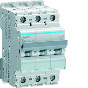 NBN310A Personalizzabile con Interruttore Automatico Miniaturizzato Hagers 10000A 15kA 3P curva B 10A 3M - Product Image 1