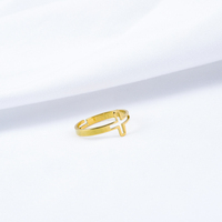 Bague ajustable en acier inoxydable pour femme, design simple, bijoux en or, motif croix
