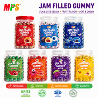 Bonbons 3D multiformes fourrés à la confiture, saveur fruitée, en gros, personnalisés, en boîte, certifiés BRC, OEM, bonbons moelleux en forme de boule