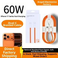 Kabel Pengisian Cepat Type-C ke Type-C 60W 1m Berbahan Nilon Kepang 3A dengan Konduktor Tembaga Murni untuk iPhone 17/16/15