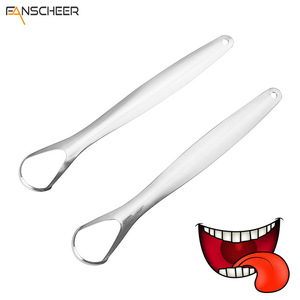 FANS CHEER Stainless Steel Tongue Scraper Reusable Oral Cleaner For Bad Breath Removal - Product Image 1