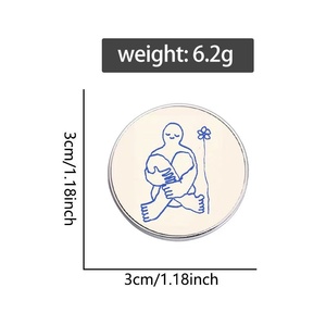 Spilla Decorativa Estetica con Figura Solitaria in Stile Schizzo Umano a Linea Blu Semplice, in Lega di Zinco con Finitura UV - Product Image 5