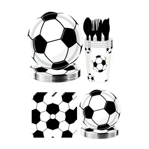Kit <span class=keywords><strong>de</strong></span> fournitures pour fête <span class=keywords><strong>de</strong></span> football avec nappe, assiettes <span class=keywords><strong>en</strong></span> <span class=keywords><strong>papier</strong></span>, gobelets, serviettes, ensemble <span class=keywords><strong>de</strong></span> vaisselle pour la décoration d'une fête sur le thème du football pour <span class=keywords><strong>un</strong></span> anniversaire - Product Image 2