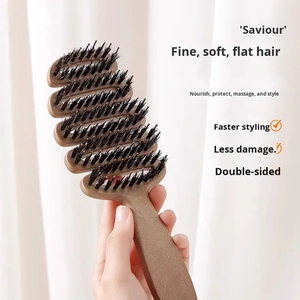 Brosse à <span class=keywords><strong>cheveux</strong></span> Songta compacte en ABS avec poils de sanglier, pour soins capillaires, massage du cuir chevelu, démêlage et coiffage antistatique - Product Image 2