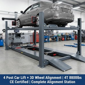 Elevador de Autos de 4 Postes 4T |   Alineación de Ruedas Lista para Realizar |   Compatible con Alineación 3D |   Certificado CE |   SUV y Sedán - Product Image 1