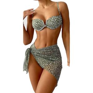Traje de baño de 3 piezas con estampado de leopardo para mujer, bañador Sexy de varios colores, estilo europeo, <span class=keywords><strong>2022</strong></span> - Product Image 1