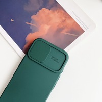 Coque en silicone souple de protection de l'objectif de la caméra coulissante pour iPhone 16 15 14 Plus 13 12 11 Pro X XS XR Max 8 7 SE Housse de protection antichoc