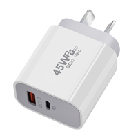 Pengisi Daya Cepat PD45W USB-C PD3.0 USB-A QC3.0 45W dengan Bahan Tahan Api untuk //Ponsel & Earphone Universal
