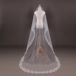 फैक्टरी मूल्य फैशन थोक सरल सफेद फीता लंबे ब्राइडल शादी घूंघट 1.5m 3m 5m महिलाओं शादी घूंघट - Product Image 4