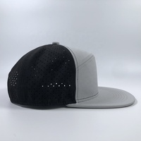 Casquette de baseball OEM en polyester d'été à bord plat, grise, avec trou découpé au laser, casquette étanche Gorras à 6 panneaux avec logo personnalisé