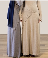 Ensemble Élégant Willson 2 Pièces à Manches Longues, Robe Longue Musulmane Modeste Coupe A en Coton pour Femmes Discrètes, Haut et Jupe Assortis