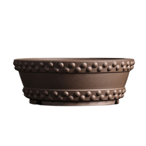 Maceta Redonda de Barro Morado Oscuro, Estilo Clásico, para Uso en Interiores y Exteriores - Product Image 5