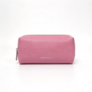 Pink Faux Leather Cosmetic Pouch, Portable Travel Makeup <b>Bag</b> With <b>Zipper</b> For Daily <b>Storage</b> - Product Image 1