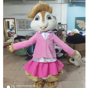 Hoge Kwaliteit Ce Volwassenen Roze Chipmunk Eekhoorn Mascot Kostuum Animal Cosplay Kostuums Voor Carnaval Halloween Party