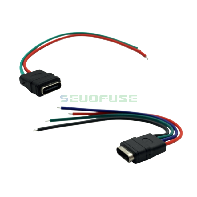 2 Pin/4Pin USB-C Type Waterproof Connector Type-C Direct Compression 2/4 Female Socket Charging Interface