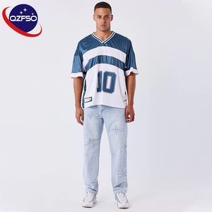 QZFSO Custom Blokecore Y2K Retro Number Shiny Satin Football Shirt Colorblock Oversized Drop Shoulder Streetwear Sports Jersey - Product Image 2