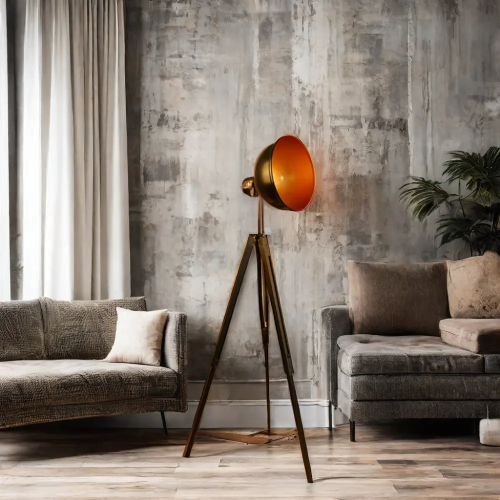 Interieur Woonkamer Metalen Lampenkap Houten Statief Vintage Industriële Stijl Floor Light Staande Lamp