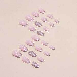 Pointes d'ongles portables en acrylique à couverture complète W495, forme <span class=keywords><strong>courte</strong></span>, <span class=keywords><strong>rouge</strong></span> clignotant et rose, style français - Product Image 4