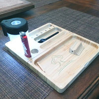 Grand plateau roulant en bambou personnalisé avec brosse de nettoyage et petit outil de roulement