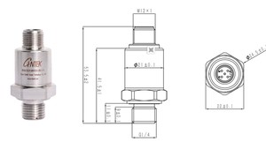 Chi phí thấp Chứng Khoán kỹ thuật máy móc cảm biến áp suất 25mpa G1/4 ED con dấu 4-20mA M12 * 4pin 1 + 2out máy phát áp lực - Product Image 6
