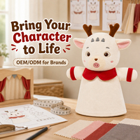 Marionnette de renne de Noël en peluche personnalisée OEM, jouet éducatif interactif en forme d'animal doux pour enfants, poupée de dessin animé pour le récit d'histoires