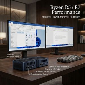 Mini PC personnalisable R7-8745HS CPU 8 cœurs 16 threads, sortie 2*HD 4K 60Hz, SSD M.2 2280, haute performance pour usage professionnel et bureautique, ZHR AMD - Product Image 2