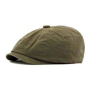 Béret vintage britannique d'été pour homme, en coton lavé, couleur unie, style newsboy - Product Image 5