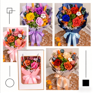 Coffret Cadeau Bouquet de Roses Rouges Romantiques - Composition Florale Éternelle de Luxe avec Ruban pour Mariage, Saint-Valentin, Fête des Mères, Décoration Longue - Product Image 4