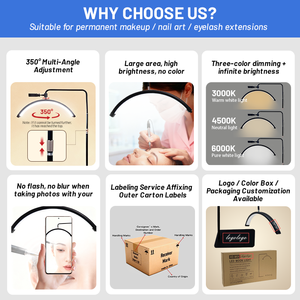 Lámpara de Pared de Media Luna de 23 Pulgadas con Control Táctil, Lámpara de <span class=keywords><strong>Techo</strong></span> LED para Barbería, Pestañas, Uñas, Tatuajes, Salón de Belleza - Product Image 2