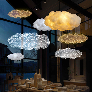 Creative Wire Mesh Clouds shape Hotel Mall White Floating Cloud LED lampadari e lampade a sospensione - Product Image 1
