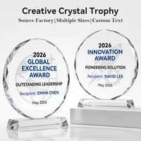 Trophée en cristal octogonal rond personnalisé, grande surface de gravure, plaque de logo, design pour équipe, champion, reconnaissance des employés
