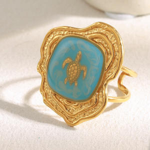 Maßgefertigte Neue <span class=keywords><strong>Design</strong></span> Bestseller Feine Ost-West Vintage Plastik-Schildkröten Verlobungs- und Hochzeitsringe aus Edelstahl für Damen - Product Image 2