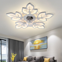 Ventilateur de plafond LED blanc JACKSUN 26 pouces avec télécommande, 5 vitesses de vent, lampe ventilateur en forme de fleur pour chambre d'enfant, intensité variable