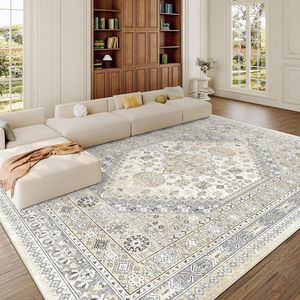 Tapis de salon de style classique européen, motif ethnique vintage, peinture abstraite rayée, design à couverture intégrale, antidérapant et durable - Product Image 3