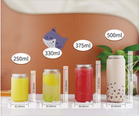 Bocaux en Plastique PET à Fond Plat avec Grande Ouverture de 56 mm, Couvercle Démontable, 250 ml, 330 ml, 375 ml, 500 ml, Scellage en Aluminium Facile à Ouvrir, pour Stockage de Desserts et Gâteaux