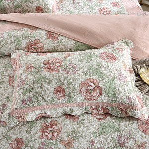 <span class=keywords><strong>2021</strong></span> nuevo diseño Floral colcha 100% algodón lujo colcha acolchada conjunto de colcha con funda de almohada - Product Image 3