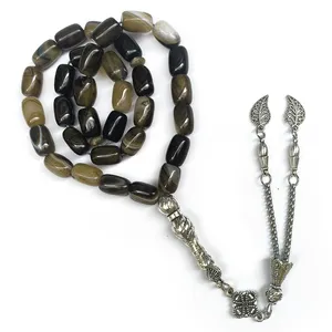 Piedra Tasbih Tesbih Piedras naturales Cuentas <span class=keywords><strong>Rosario</strong></span> de piedras preciosas <span class=keywords><strong>Rosario</strong></span> musulmán Aqeeq Ágata Cuentas de oración - Product Image 2