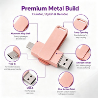 Memoria USB al por mayor con doble conector, carcasa metálica giratoria USB-A a Tipo C, transferencia de archivos portátil, llavero con logotipo personalizado