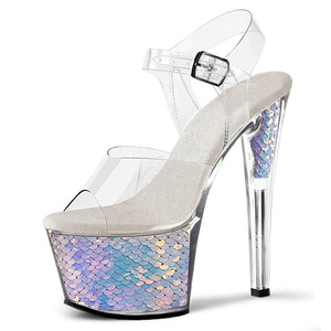 Sandals for Women and Ladies with Heels Transparent Crystal Ladies 15CM 17CM 20cm Peep Toe Platform <b>Shoes</b> Sexy Women High Heels - Product Image 2