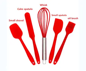 Faible QUANTITÉ MINIMALE DE COMMANDE de Cuisson En Silicone Mini Set Ustensiles De Cuisine Silicone Cinq Pièces Ensemble De Cuisson de haute qualité