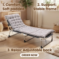 Lit de camping pliable en acier léger et réglable avec matelas, pliable pour une utilisation en chambre