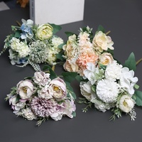 Kombinasi Bunga Sutra Buatan Peony Hydrangea Daisy 30cm Dekorasi Meja & Jendela untuk Pernikahan & Liburan