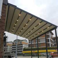 Pergola Motorisée et Rétractable d'Ombrage, Store Banne de Terrasse Extérieure Coulissant, Toit Rétractable pour Pergola
