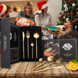 Küche Hotel Gabel Messer und Löffel Set mit Geschenk box Hochzeits essen Edelstahl Besteck Golden Portugal Besteck