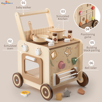 Nouveau chariot de courses en bois pour bébés, trotteur d'apprentissage à pousser et à tirer avec roues, centre d'activités pour garçons et filles